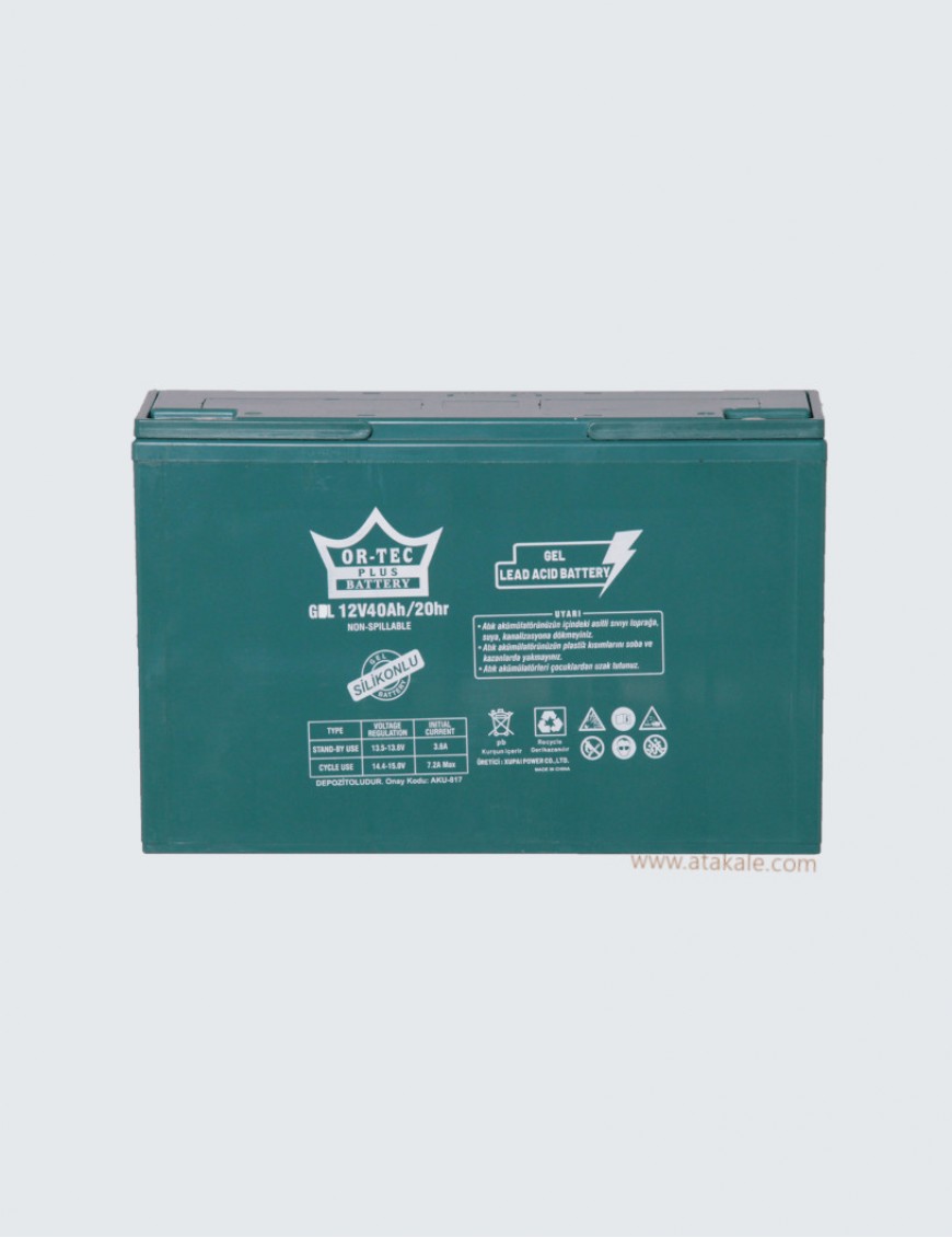 Ortec 12Volt 40 AH Kuru Bakımsız Akü Derin Deşarj 5 Sene Ömürlü 