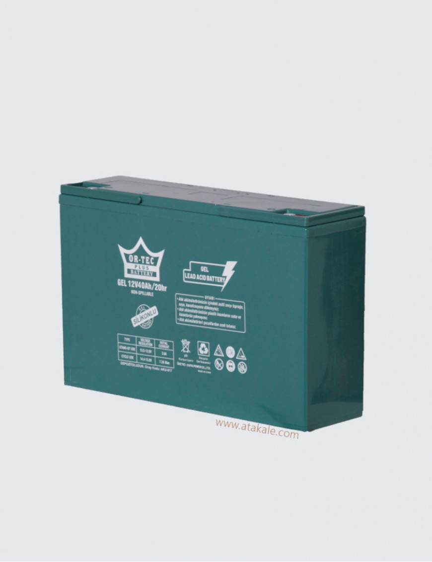 Ortec 12Volt 40 AH Kuru Bakımsız Akü Derin Deşarj 5 Sene Ömürlü 