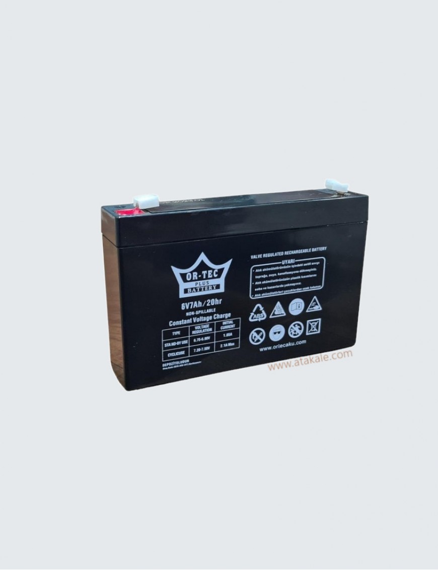 Ortec 6 Volt 7 AH Kuru Bakımsız Akü Derin Deşarj 2 Sene Ömürlü 