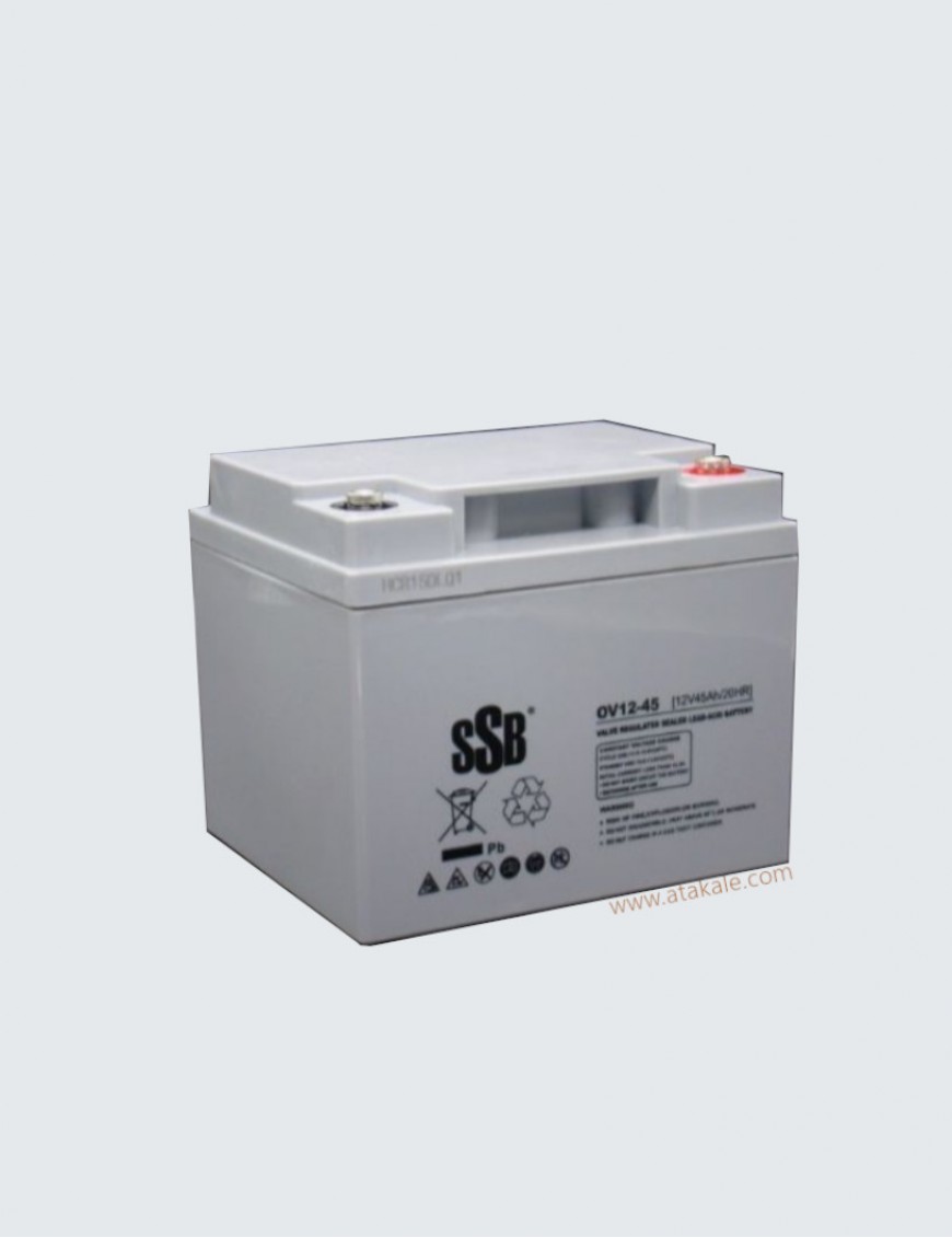SSB 45 Amper Solar AGM Kuru Akü 12Volt  Nano Karbon Derin Deşarj 10 Sene Ömürlü 2 Sene Ömür Garantili