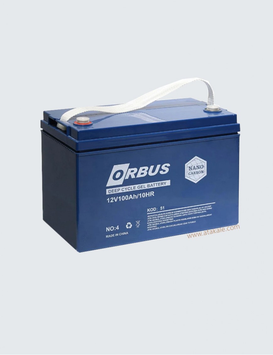 Orbus 100 Amper Solar Jel 12volt Akü Nano Karbon Derin Deşarj 10 Sene Ömürlü 2 Sene Ömür Garantili