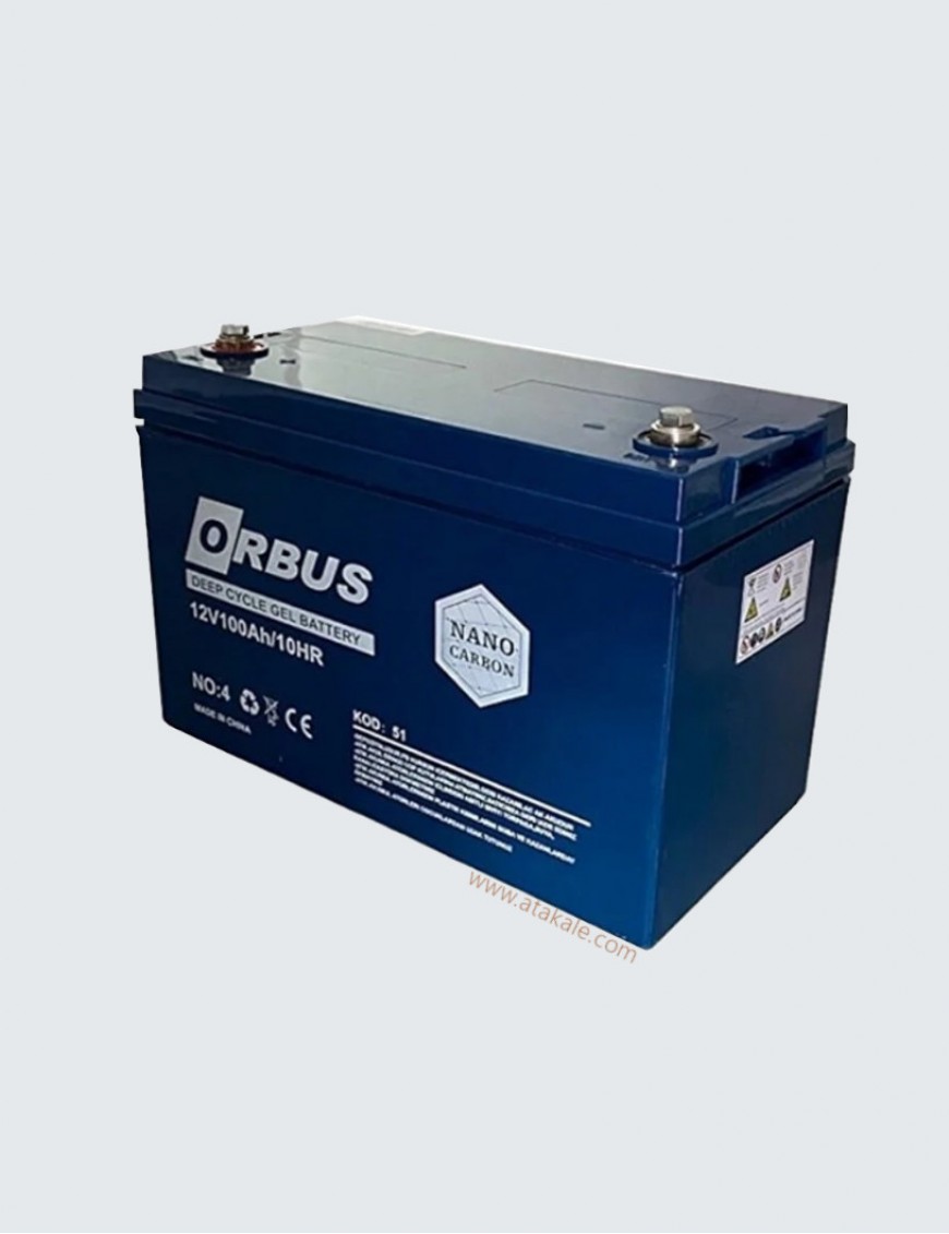 Orbus 100 Amper Solar Jel 12volt Akü Nano Karbon Derin Deşarj 10 Sene Ömürlü 2 Sene Ömür Garantili