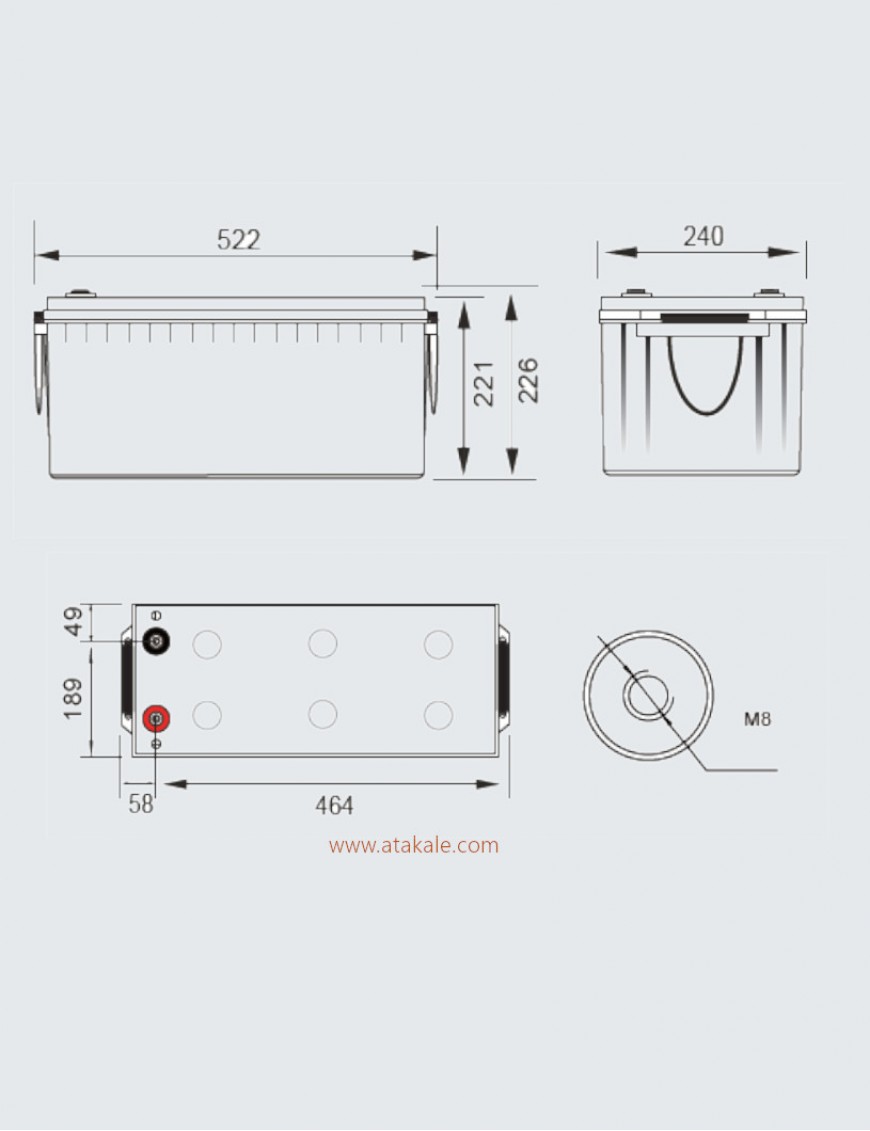 Pantec 12Volt 200AH Solar Jel Akü Nano Karbon  Derin Deşarj 5 Sene Ömürlü 1 Sene Garanti