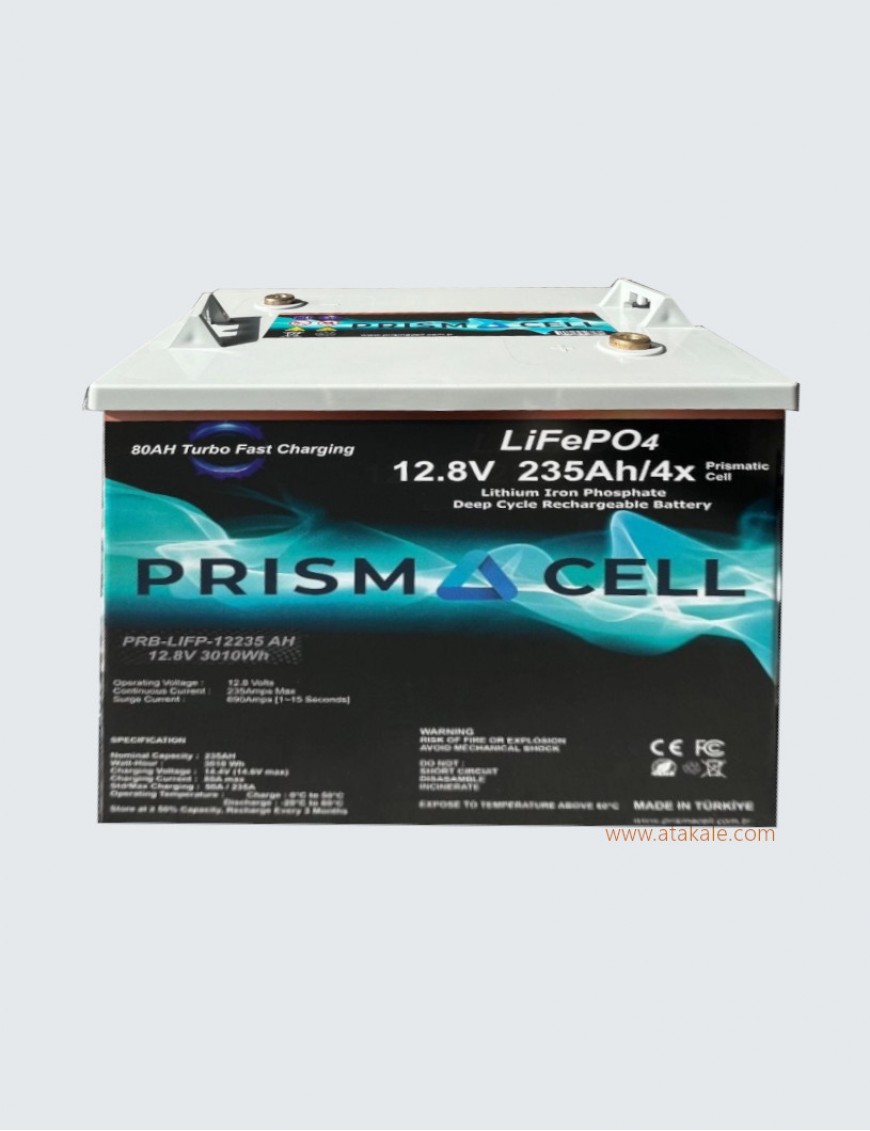Prismacell Lifepo4 12.8 volt akü 12 volt 235 ah  Marin Karavan Smart Bluetooth