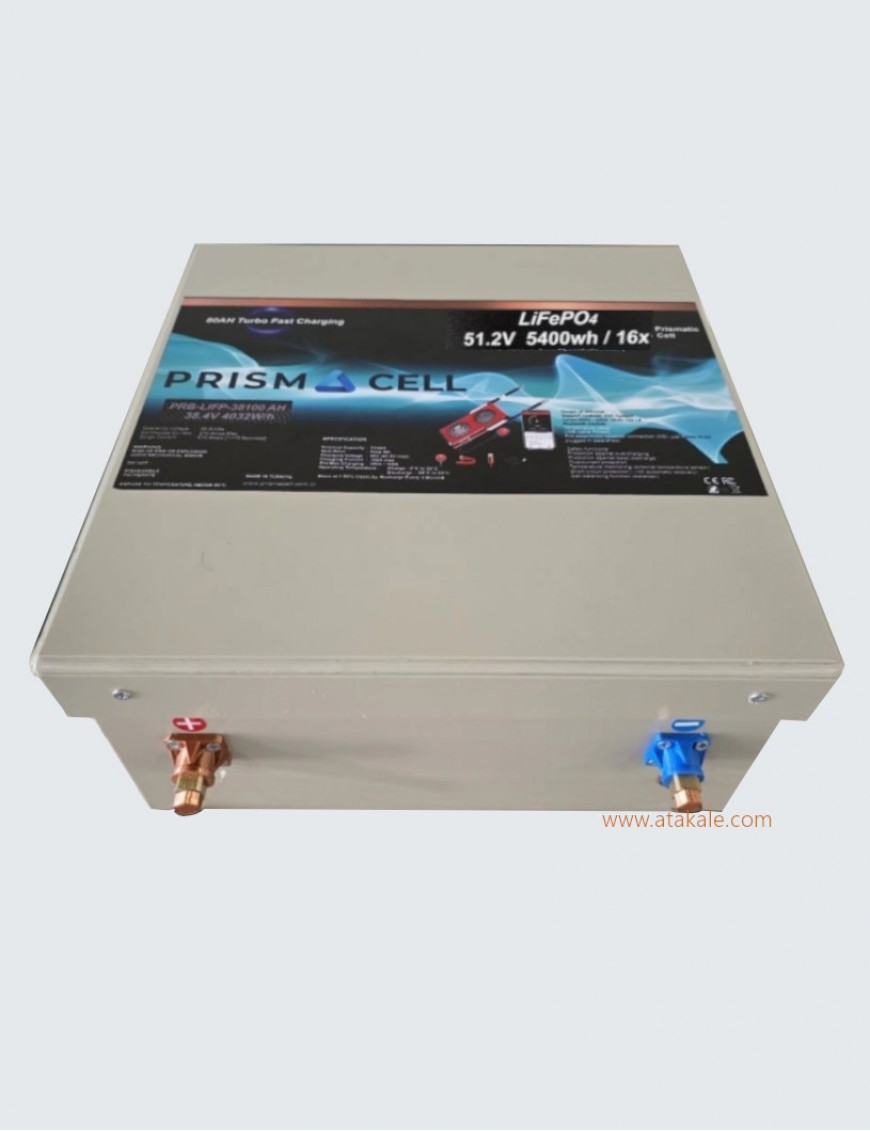 Prismacell Lifepo4 51.2 volt akü 48 volt 105ah 5376 watth  Smart Bluetooth