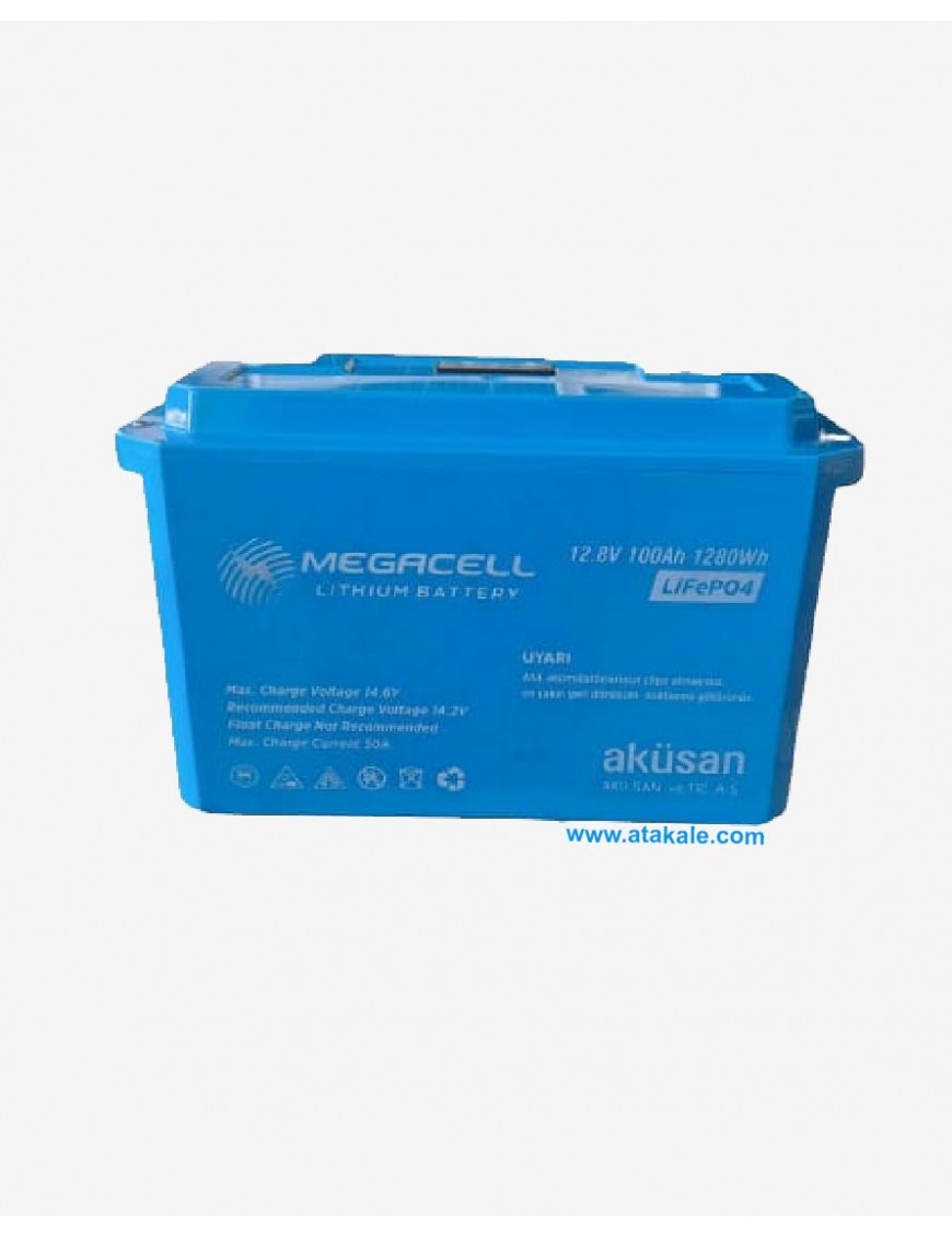 Megacell 25.6Volt 50AH LifePo4 Lityum Demir Fosfat Akü 2200 çevrim ABS Kutu