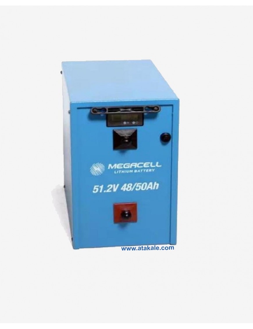 Megacell 51.2Volt 50AH LifePo4 Lityum Demir Fosfat Akü 2200 çevrim Metal Box
