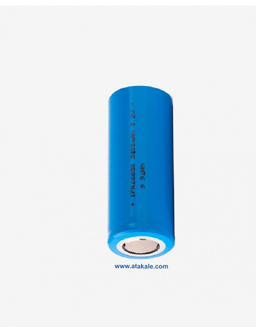 3.2Volt silindirik 26650 3100mah 3,1ah Deşarj  LFP LifePo4  Şarj Edilebilir Akü Hücresi