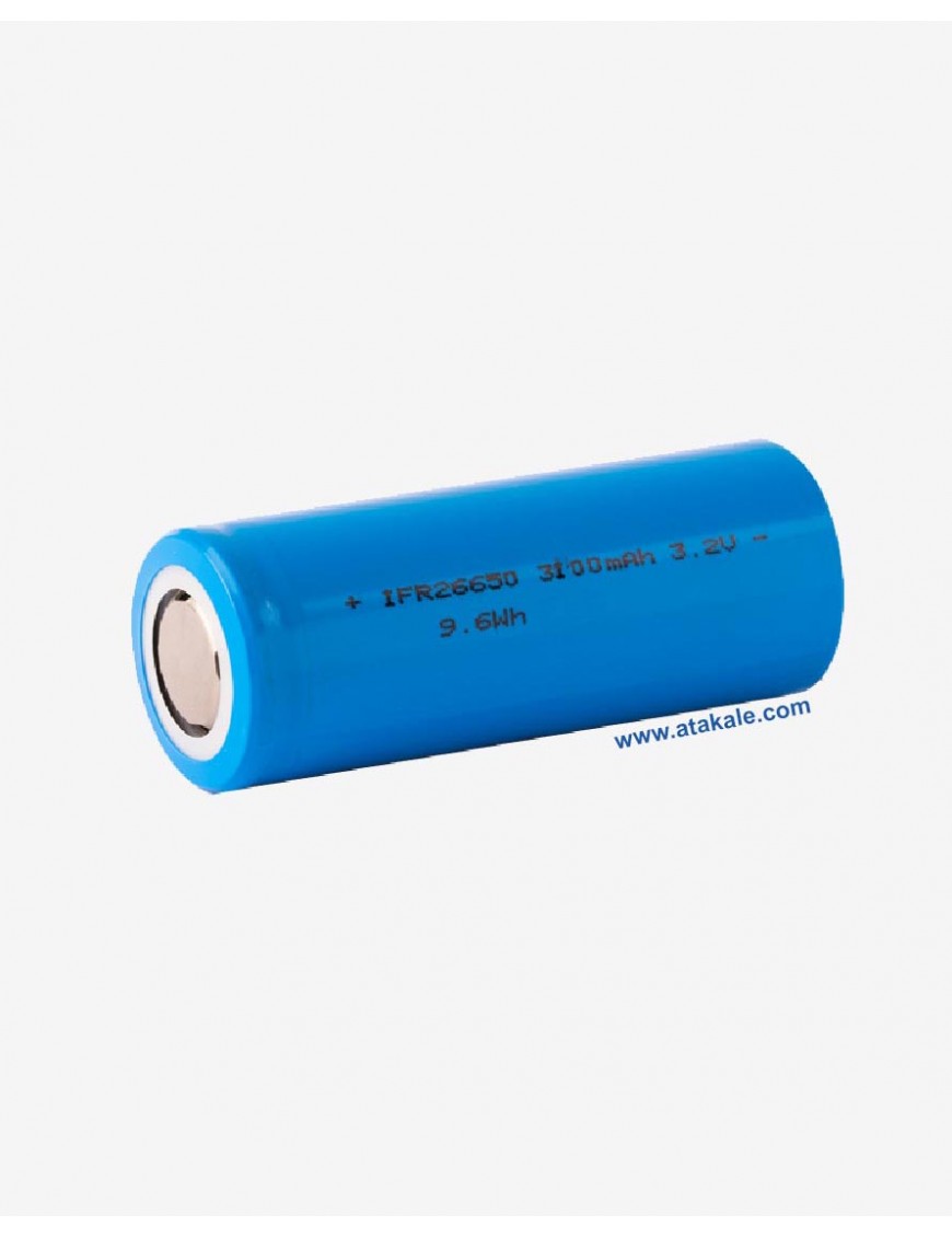 3.2Volt silindirik 26650 3100mah 3,1ah Deşarj  LFP LifePo4  Şarj Edilebilir Akü Hücresi