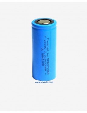 3.2Volt silindirik 26650 3400mah 3,4ah Deşarj  LFP LifePo4  Şarj Edilebilir Akü Hücresi