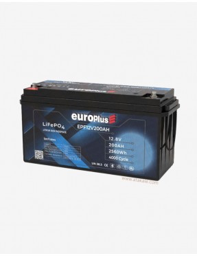 Europlus 12Volt Lityum Ion 200AH LifePo4 Solar Şarj Edilebilir  Prizmatik Bluetooth Akü 6000cyle