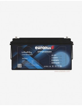 Europlus 24Volt Lityum Ion 100AH LifePo4 Solar Şarj Edilebilir  25.6V Prizmatik Bluetooth Akü 6000cyle