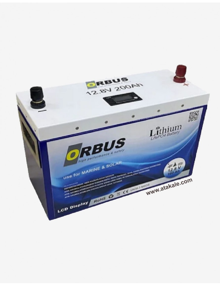 Orbus 12Volt Lityum Ion 200AH LifePo4 Solar Şarj Edilebilir Marin Akü CFE -2560S
