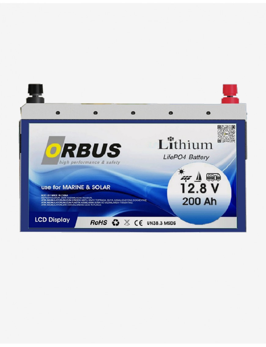 Orbus 12Volt Lityum Ion 200AH LifePo4 Solar Şarj Edilebilir Marin Akü CFE -2560S