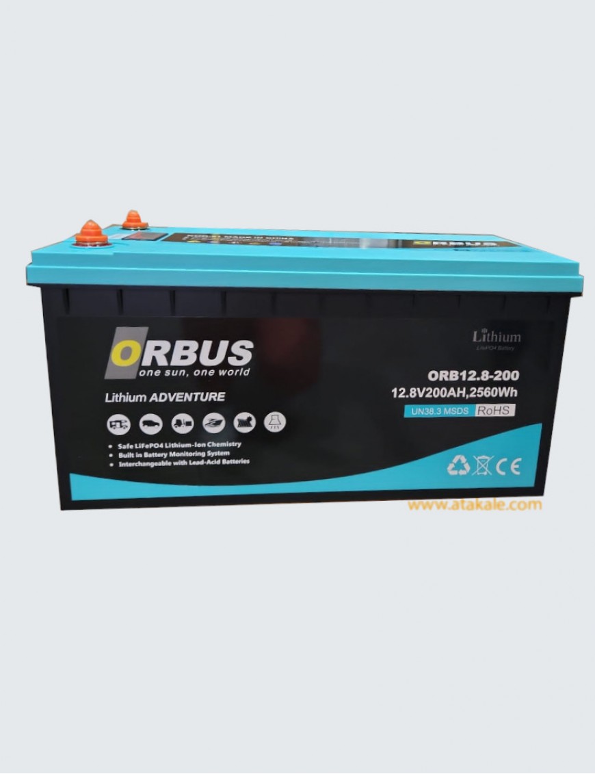Orbus 12Volt Lityum Ion 100AH LifePo4 Solar Şarj Edilebilir Marin Akü 4000cyle