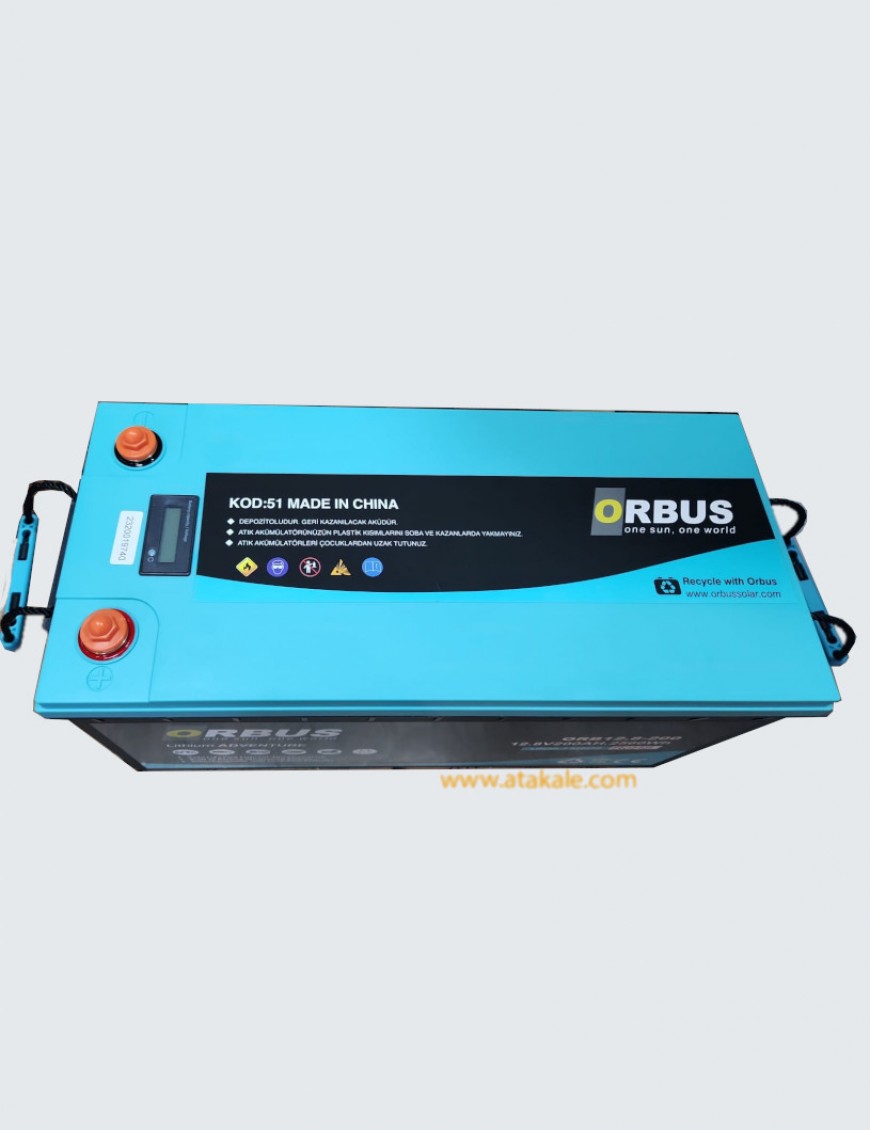 Orbus 12Volt Lityum Ion 100AH LifePo4 Solar Şarj Edilebilir Marin Akü 4000cyle