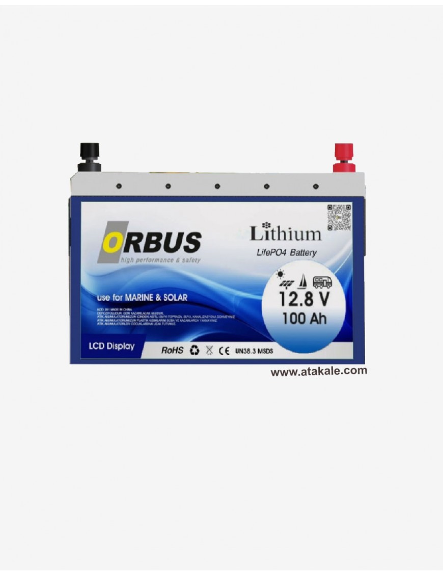 Orbus 12Volt Lityum Ion 100AH LifePo4 Solar Şarj Edilebilir Marin Akü CFE -1280S