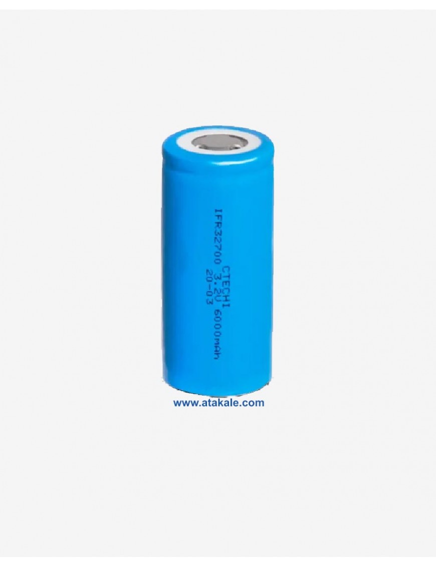 Ctechi  3.2Volt silindirik IFR32700 6000mah 6AH Deşarj  LFP LifePo4  Şarj Edilebilir Akü Hücresi