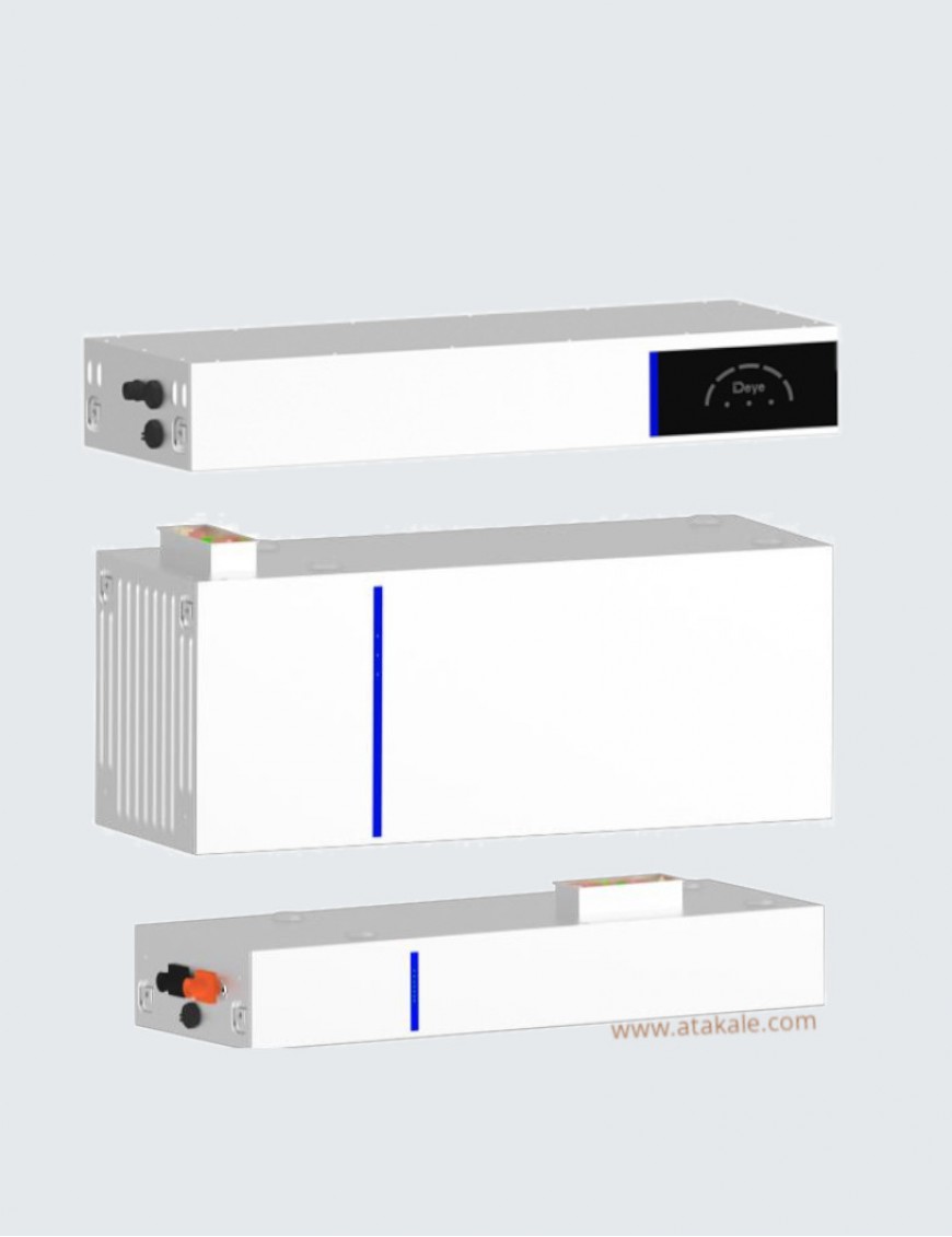 Deye 5.12kwh 100AH 51.2V AI-W5.1-B Lityum Lifepo4 Solar Akü Yedekleme Ünitesi Kobaltsız Düşük Gerilimli 10Sene Garanti
