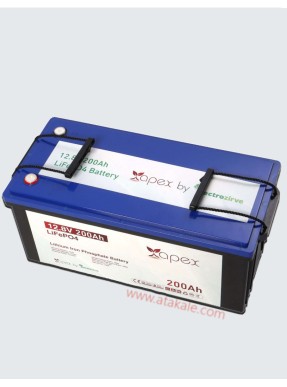 Apex 12,8Volt 200AH 2,56Kwh  Karavan Lityum Lifepo4 Solar Akü 7 Sene Garanti LCD Bleutooth ABS Kasa 