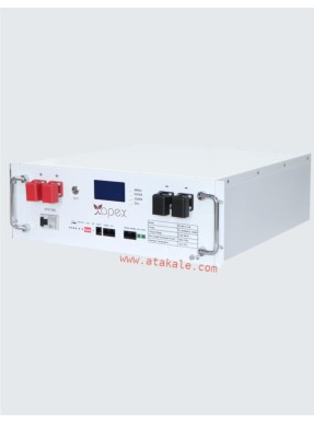Apex 51,2Volt 100AH 5,12Kwh  Karavan Lityum Lifepo4 Solar Akü 5 Sene Garanti LCD Bleutooth ABS Kasa 