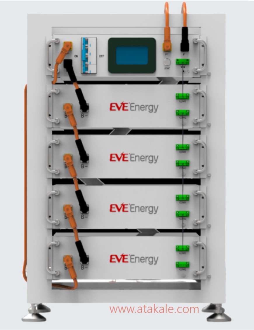 Eve 30,72Kwh 307.2Volt 100AH High Voltage Lityum Lifepo4 Solar Akü Yedekleme Ünitesi 10Sene Garanti Deye Uyumlu