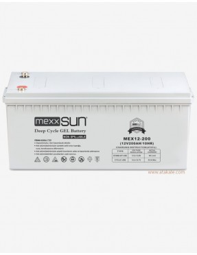 Mexxsun 200 Amper Solar Jel 12volt Akü Nano Karbon Derin Deşarj 10 Sene Ömürlü 2 Sene Ömür Garantili