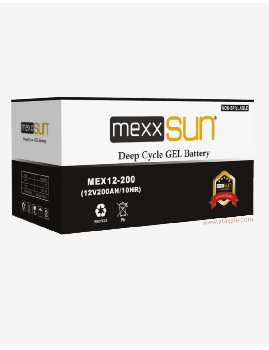 Mexxsun 200 Amper Solar Jel 12volt Akü Nano Karbon Derin Deşarj 10 Sene Ömürlü 2 Sene Ömür Garantili