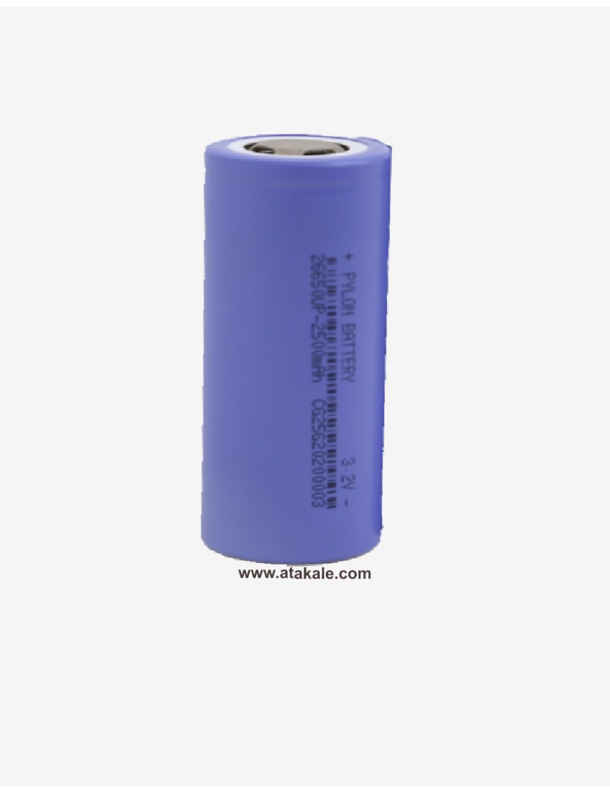 Pylontech 3.2Volt silindirik 26650UP 2500mah/2,5A Deşarj  LFP/LifePo4  Şarj Edilebilir Akü Hücresi