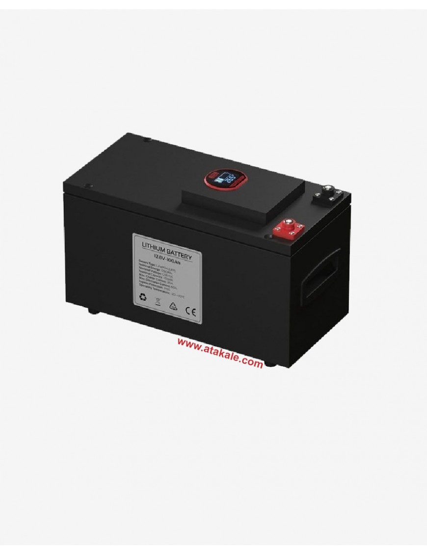 Tommatech 12Volt Lityum Ion 100AH LCD LifePo4 Solar Şarj Edilebilir Marin Akü 1280wh 12.8V 3000Çevrim