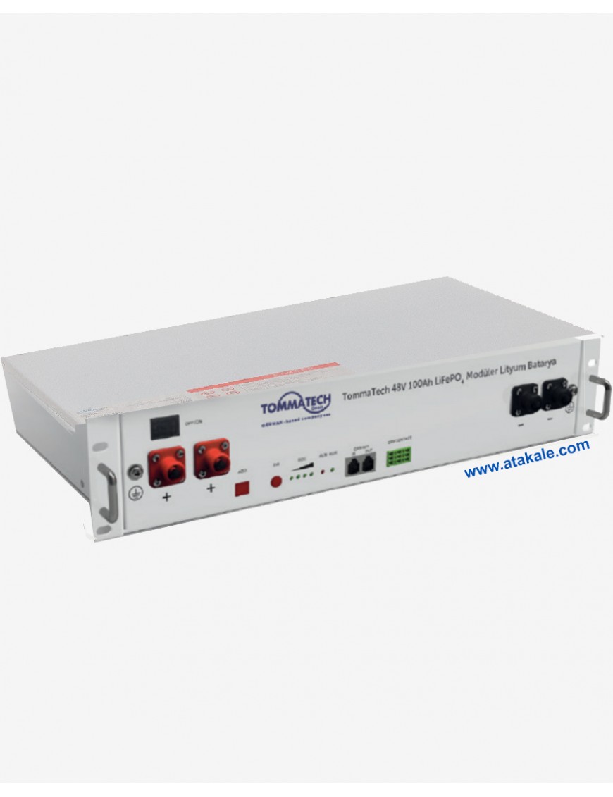 Tommatech 48Volt Lityum Ion 100AH Smart LB Modül Rack Montaj Modüler LifePo4 Akü 4800wh 3500Çevrim