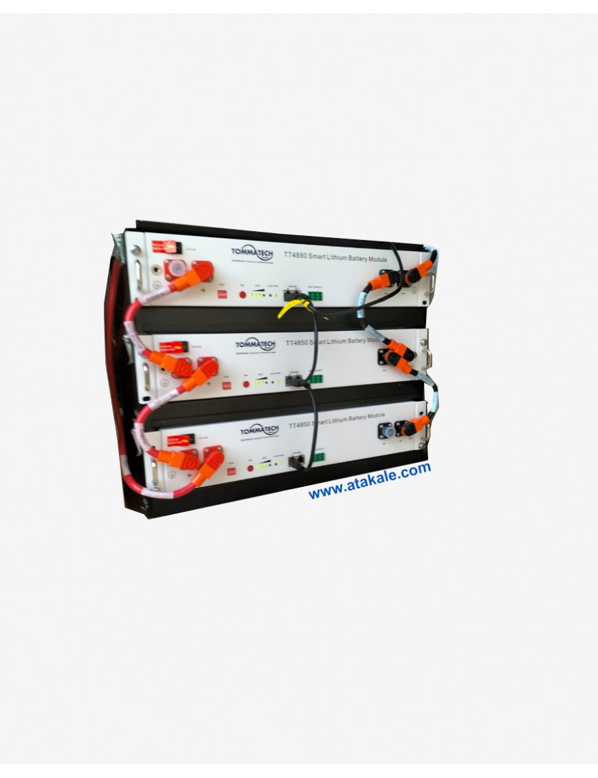 Tommatech 48Volt Lityum Ion 100AH Smart LB Modül Rack Montaj Modüler LifePo4 Akü 4800wh 3500Çevrim