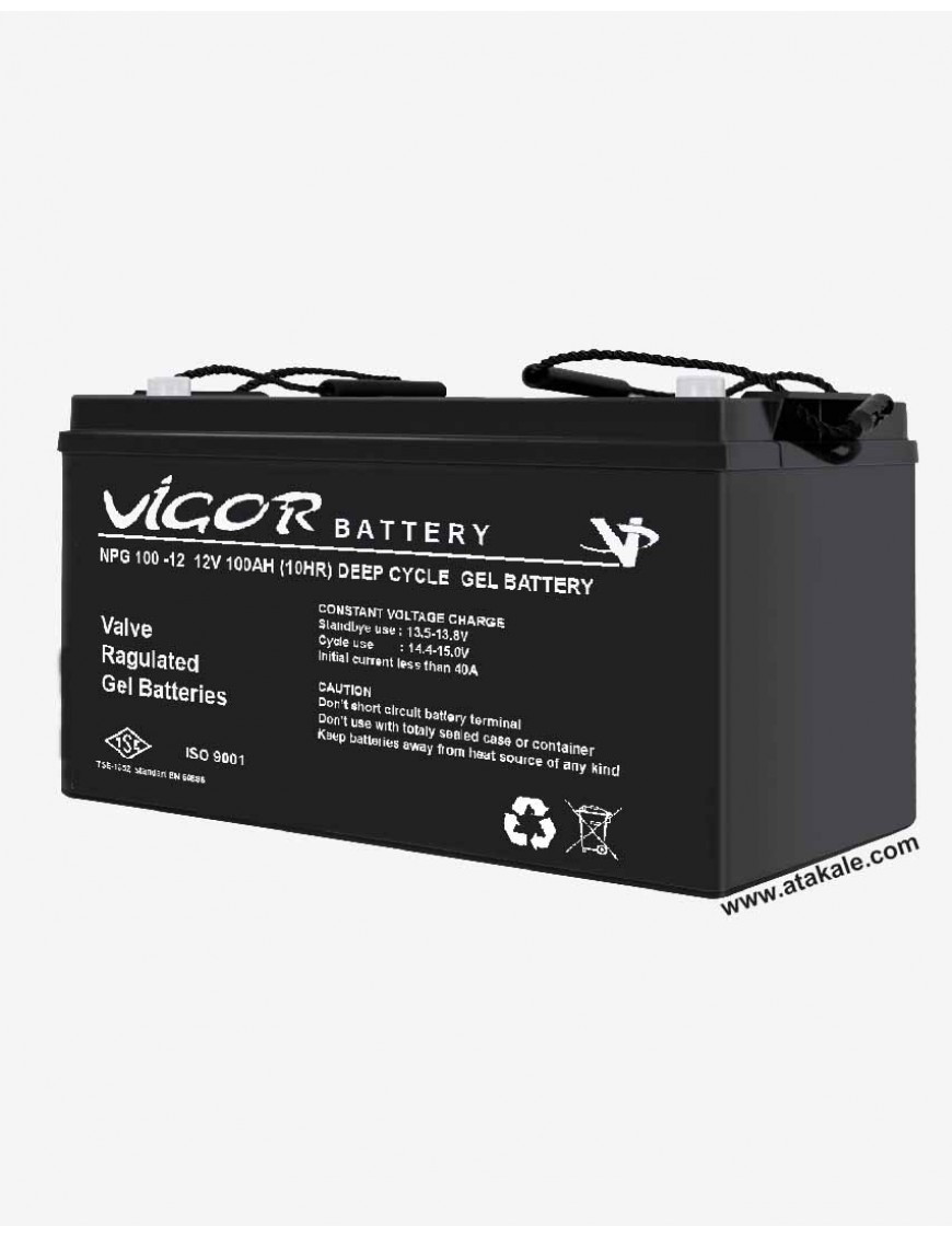 Vigor 12Volt 100AH Solar Jel Akü Nano Karbon  Derin Deşarj 10 Sene Ömürlü Huawei Outdo