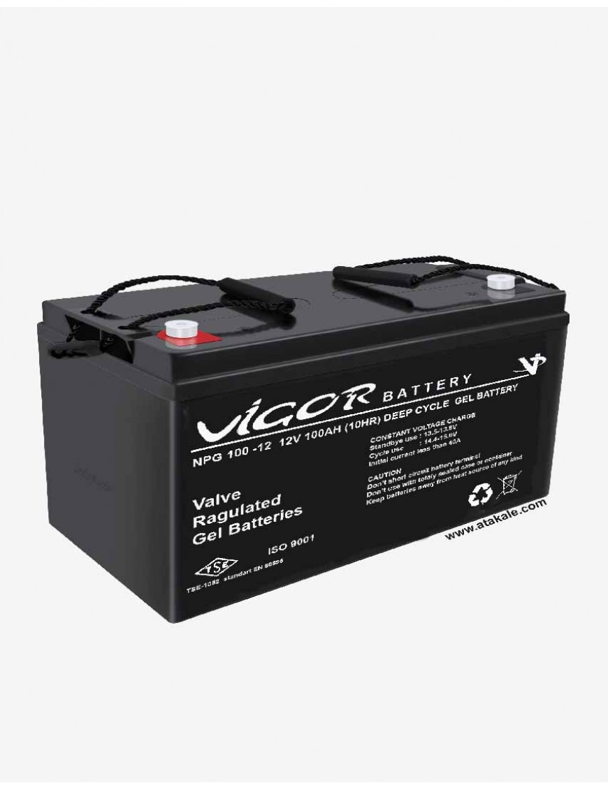 Vigor 12Volt 100AH Solar Jel Akü Nano Karbon  Derin Deşarj 10 Sene Ömürlü Huawei Outdo