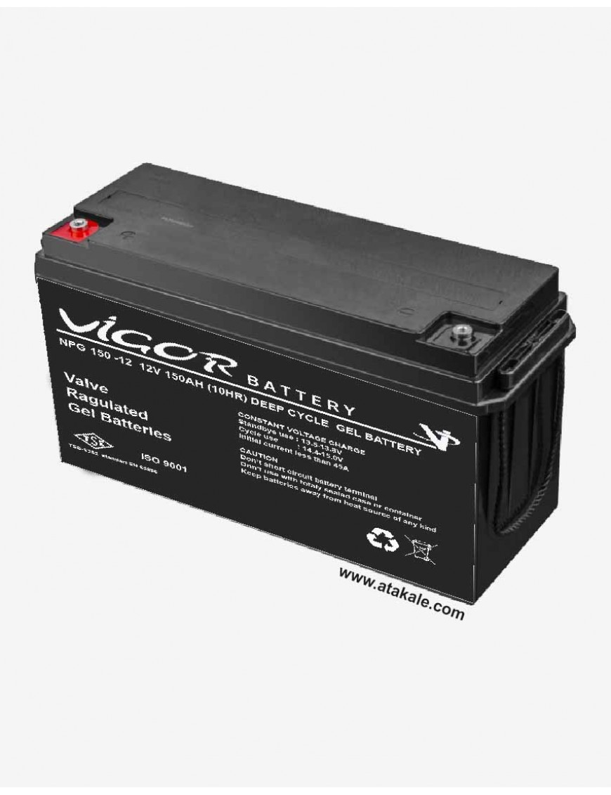 Vigor 12Volt 150AH Solar Jel Akü Nano Karbon  Derin Deşarj 10 Sene Ömürlü Huawei Outdo
