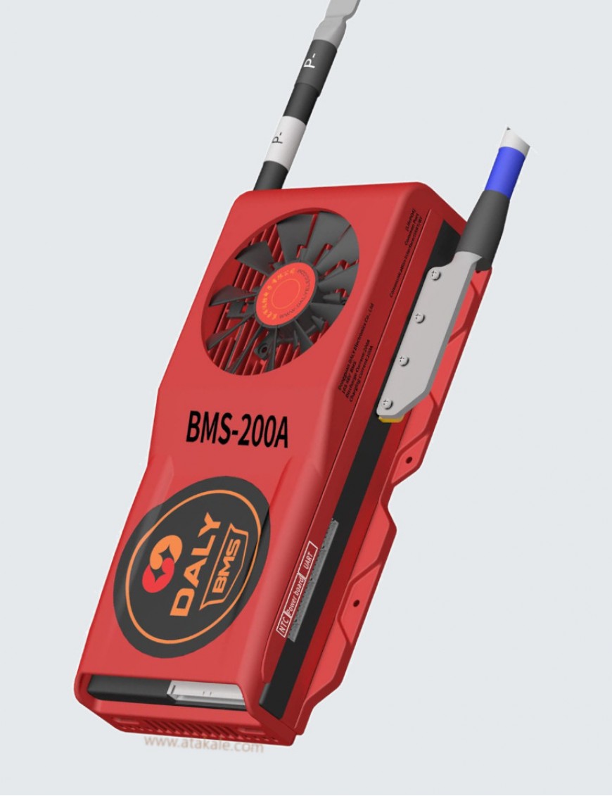 Daly 16S Smart Fanlı BMS 48V 200A LiFePo4  Lityum Aktif BMS Ortak Port 51.20Volt