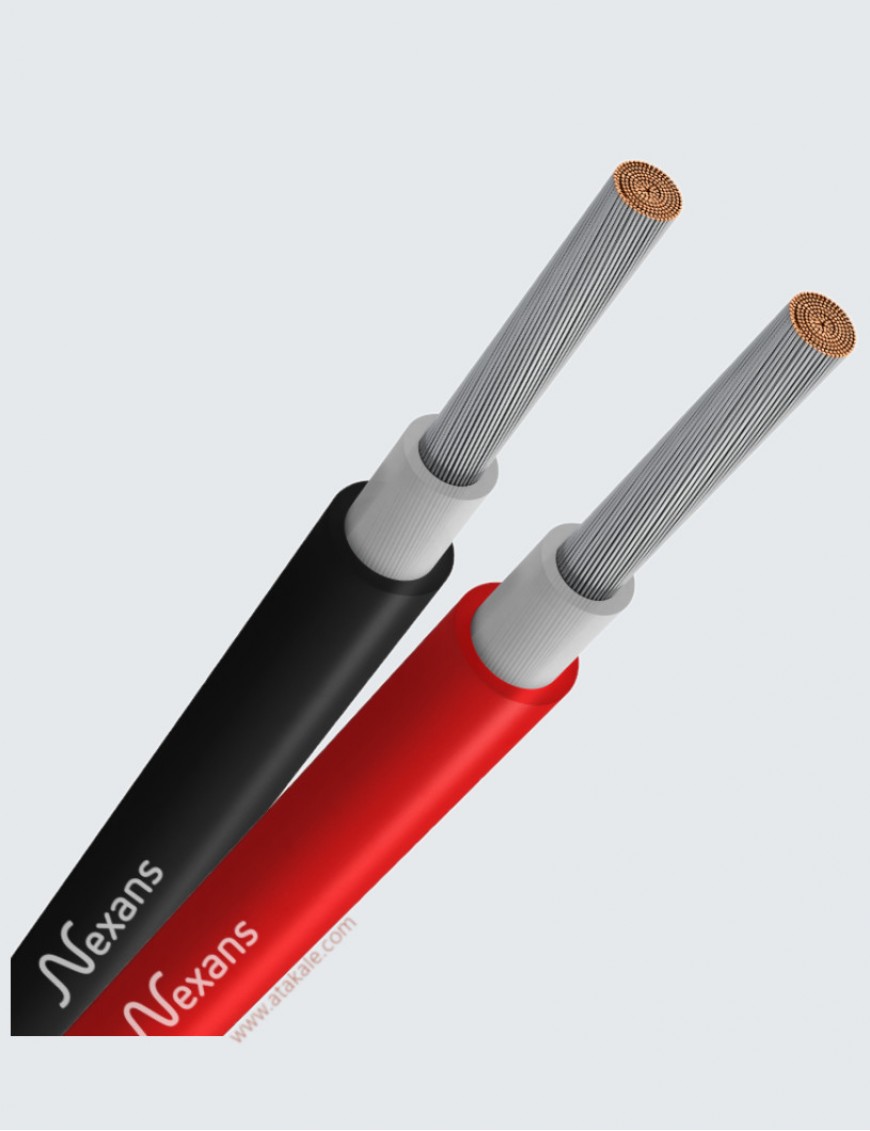 Nexans 2.5 mm² Solar Kablo Fotovoltaik Güneş Paneli Kablosu PVI1-F  Çift İzoleli TUV TSE  Halojen Free Kalay Kaplı