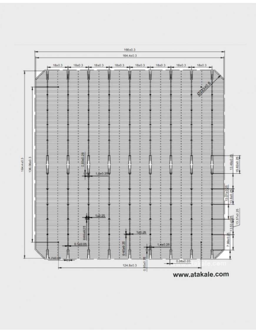 9BB Half Cut Bifacial Solar Hücre 6,39Wat %23,3 Verim 166mmX166mm