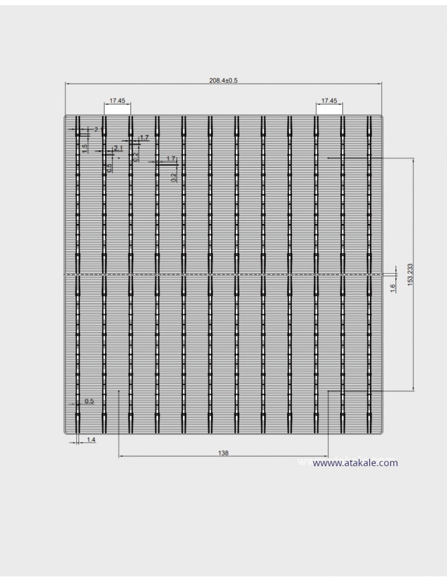 Solar Space16BB Half Cut Bifacial Solar Hücre 8,12 Wat %24,60 Verim Front Bus 1.4mm 182mmX182mm