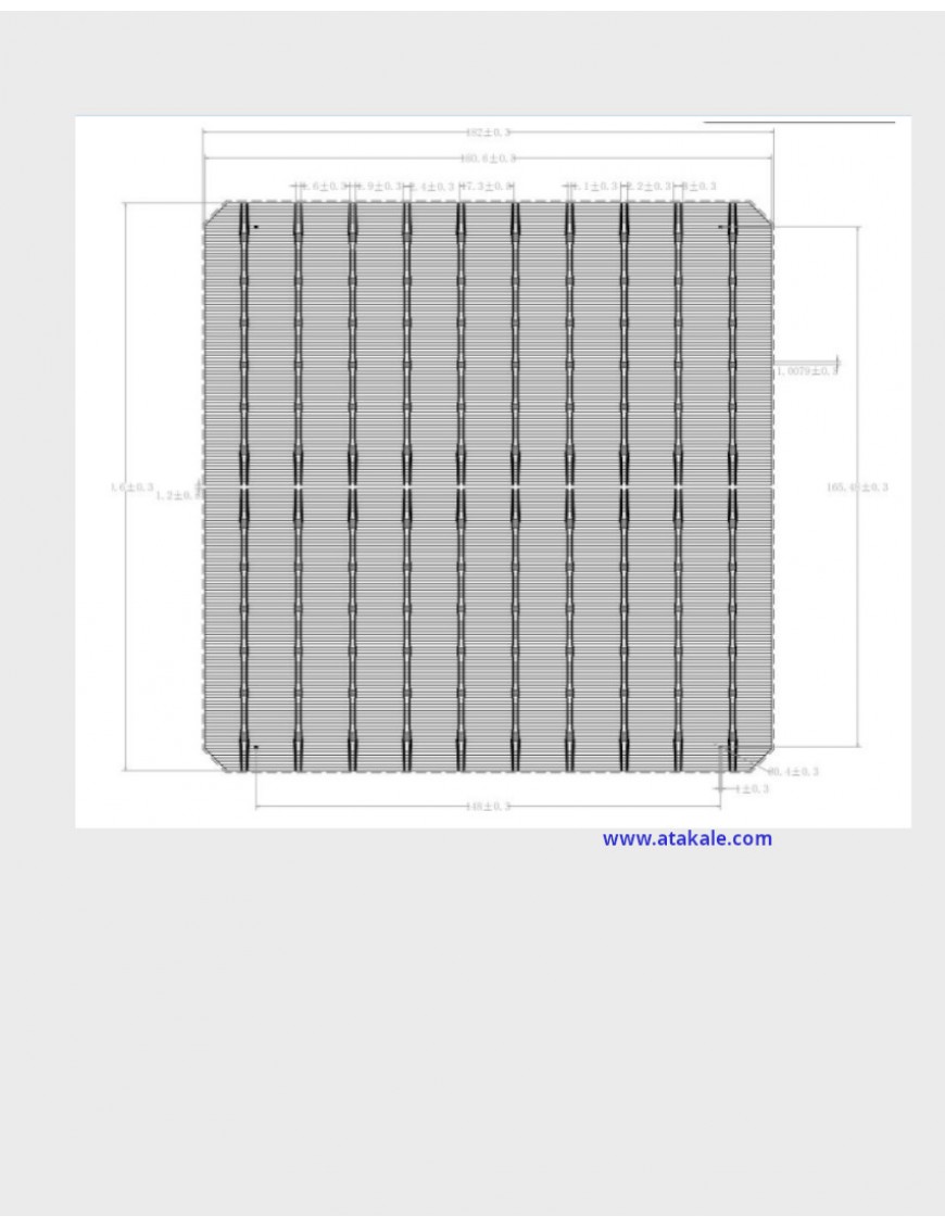 Topsky 10BB Half Cut Bifacial Solar Hücre 7,23Wat %22,0 Verim 182mmX182mm