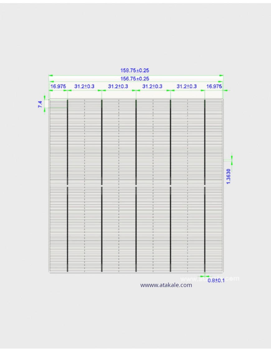 Topsky 5BB Half Cut Bifacial Solar Hücre 5.65Wat %22,40 Verim 158.75mmX158.75mm