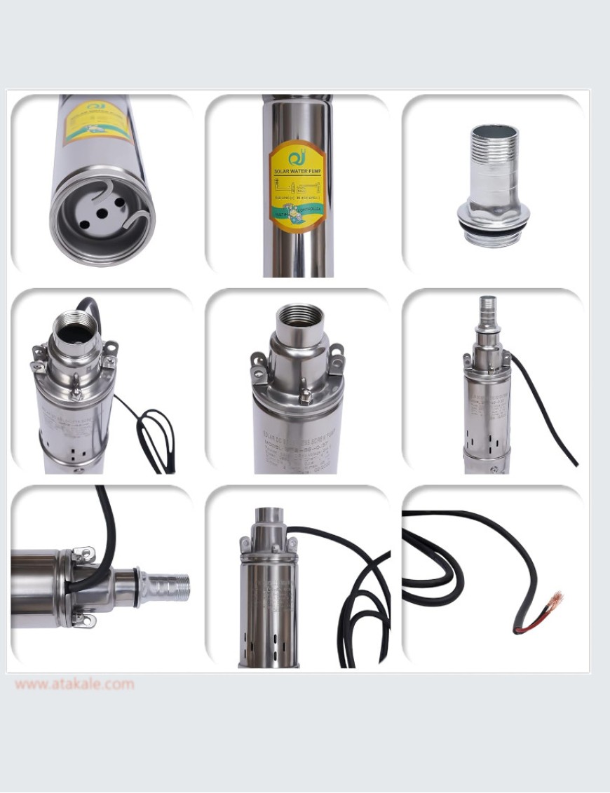 GMG 24 Volt 370 Wat DC Solar Dalgıç Motor 3" Pompa 2 ton/saat 65mt Derinlik, Sürücülü Plastik