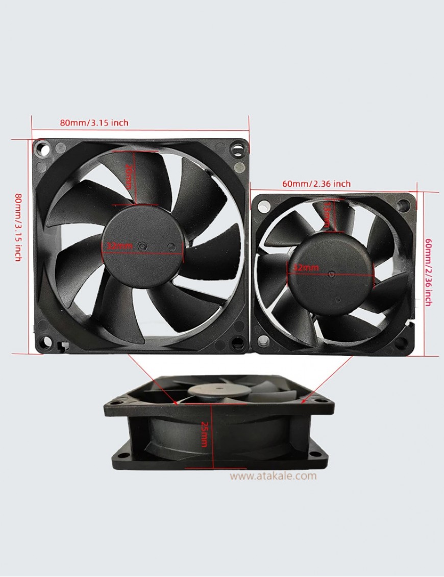 Akıllı İnvertör Fanı 1KW MPPT   0.5Amper 12Volt 60x60x25mm 3 uçlu soket Küçük Fan