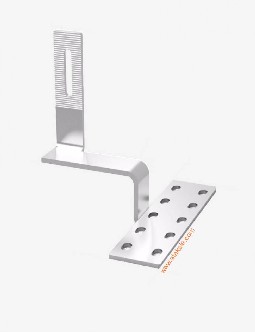 Güneş Paneli Kiremit Çatı Kancası LTipi- Çelik Galvanizli kiremit montaj aparatı Yandan Montaj 4mm 130kg