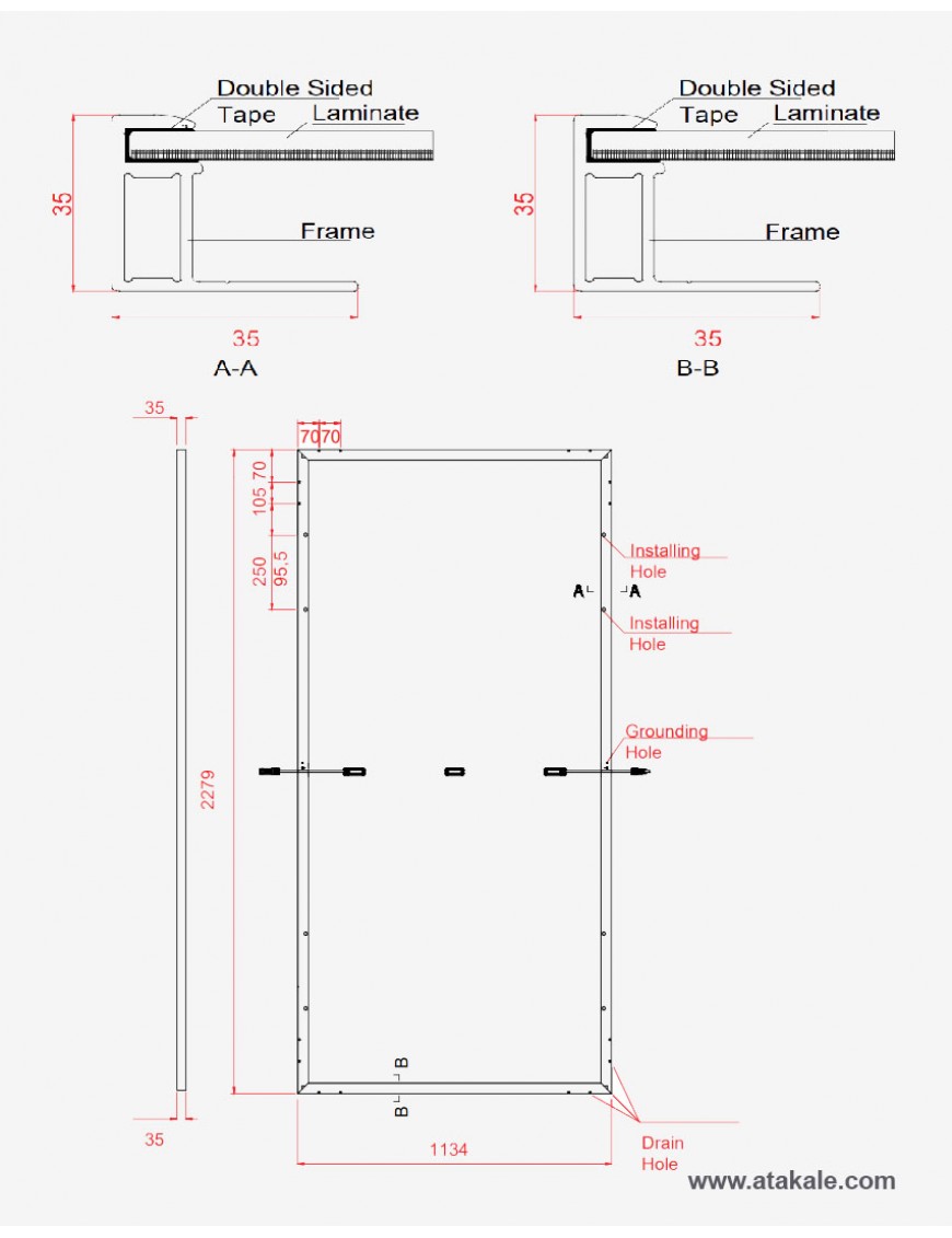 Motech 550wat Half Cut Monokristal Güneş Paneli 144 Hücre