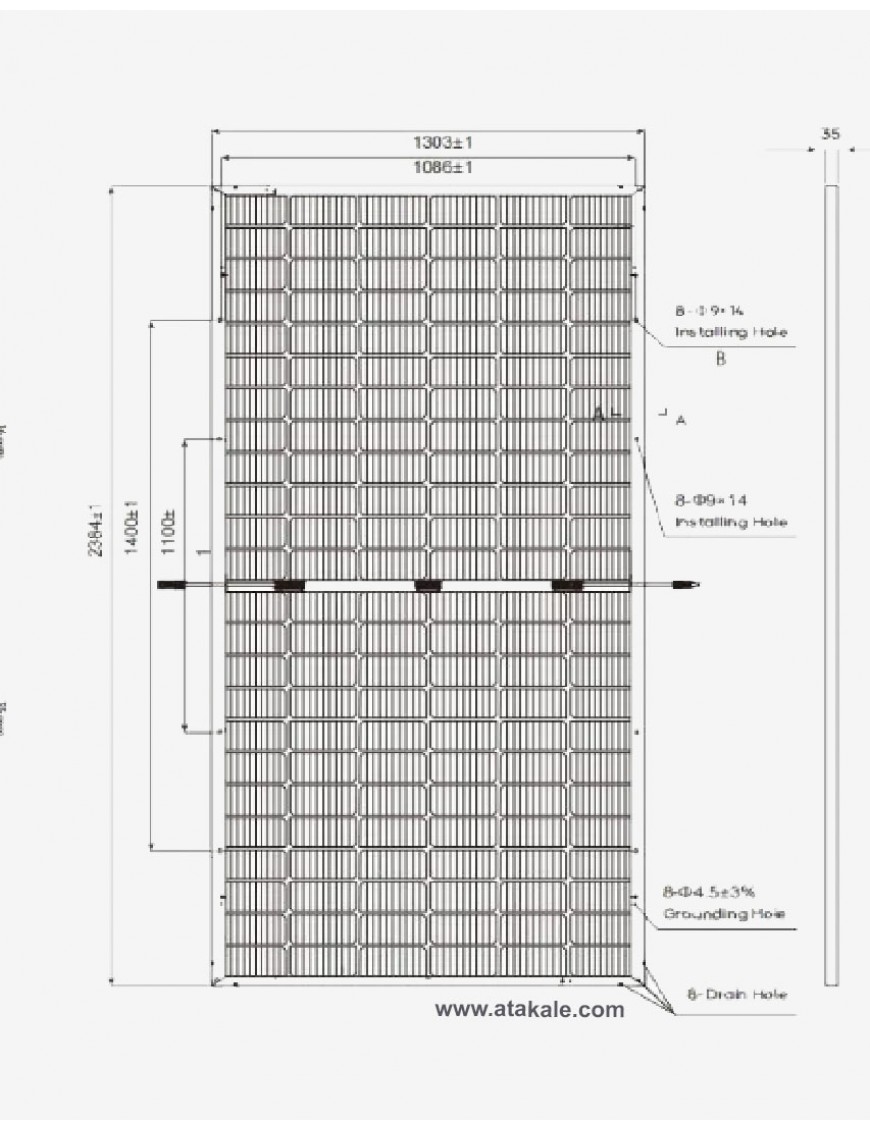 Lexron 625wat Bifacial Half Cut Monokristal Güneş Paneli 144 Hücre
