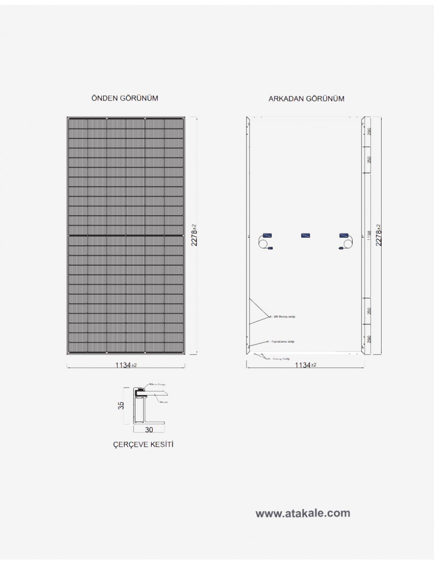CW Enerji 570wat Topcon Bifacial Half Cut Monokristal Güneş Paneli 144 Hücre 50V HC M10