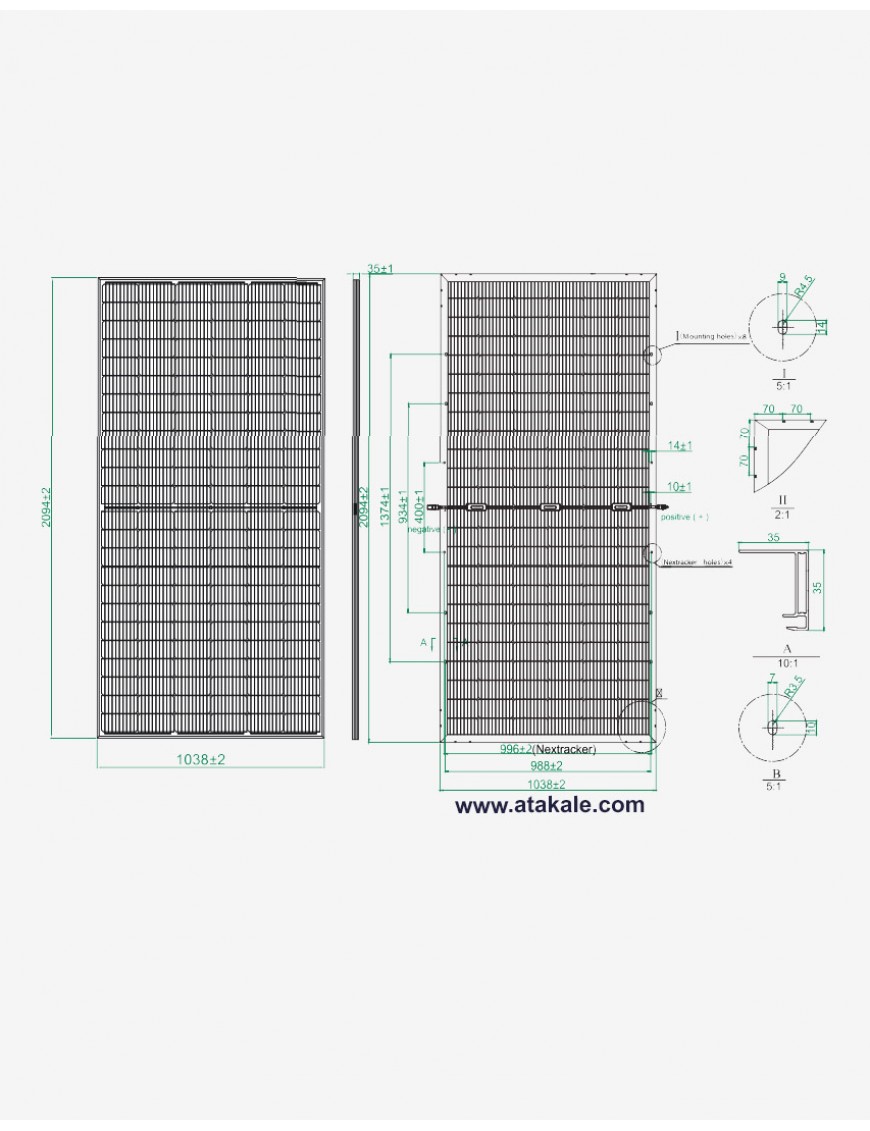 Sirius 455wat Bifacial Half Cut Monokristal Güneş Paneli 144 Hücre Elin Güneş Paneli