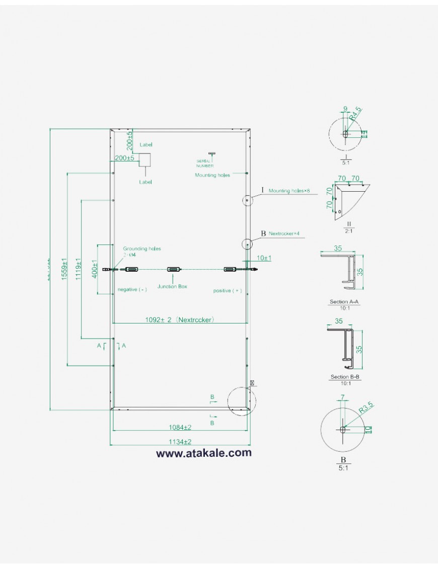 Sirius 555wat Half Cut Monokristal Güneş Paneli 144 Hücre Elin Güneş Paneli