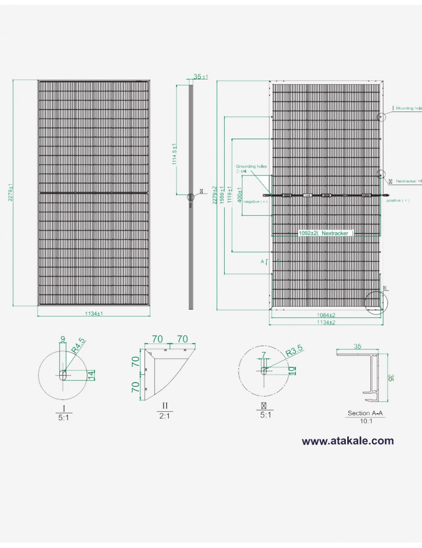 Sirius 550wat Bifacial Half Cut Monokristal Güneş Paneli 144 Hücre Elin Güneş Paneli 